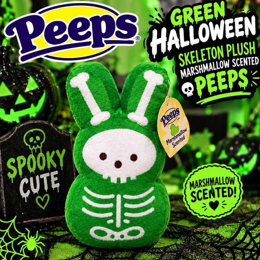 PEEPS Green Halloween Skeleton Plush - Marshmallow Scented Stuffed Animals Toy